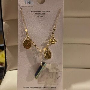 Time and Tru Gold Necklace with Blue Pendant